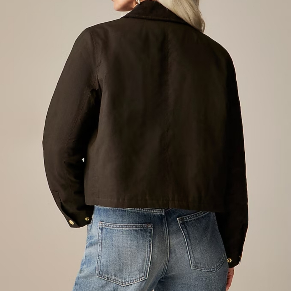 J. Crew Short Barn Jacket in English Ripstop Cotton - Mossy Brown - Picture 5 of 15
